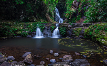 Картинка природа водопады водоём водопад lamington national park скалы камни