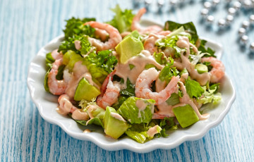 Картинка еда салаты +закуски креветки салат авокадо