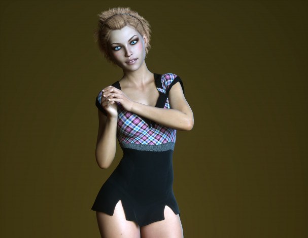 Обои картинки фото 3д графика, люди , people, взгляд, девушка, фон