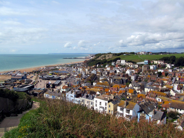 Обои картинки фото hastings, sussex, uk, города, - панорамы