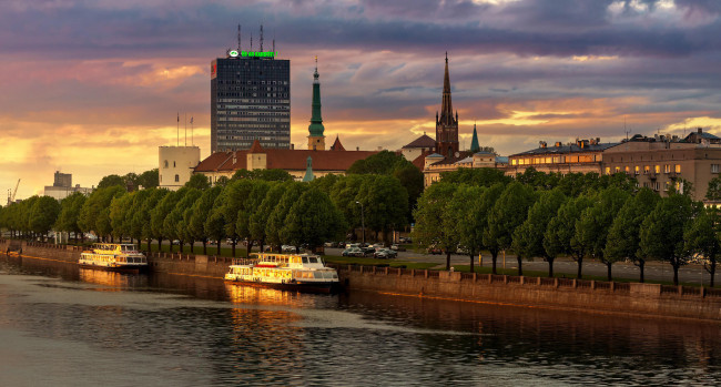 Обои картинки фото города, рига , латвия, рига, закат, солнца