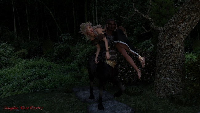 Обои картинки фото 3д графика, фантазия , fantasy, centaur, фон, взгляд, девушка