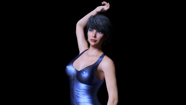 Обои картинки фото 3д графика, люди , people, девушка, взгляд, фон