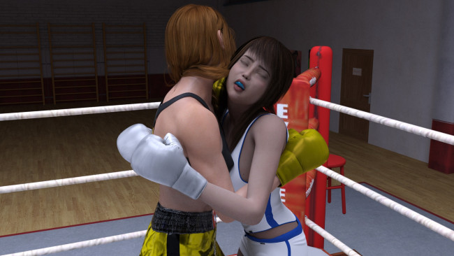 Обои картинки фото 3д графика, спорт , sport, девушки, бокс, ринг, фон, взгляд