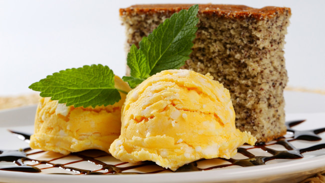 Обои картинки фото еда, мороженое,  десерты, мята