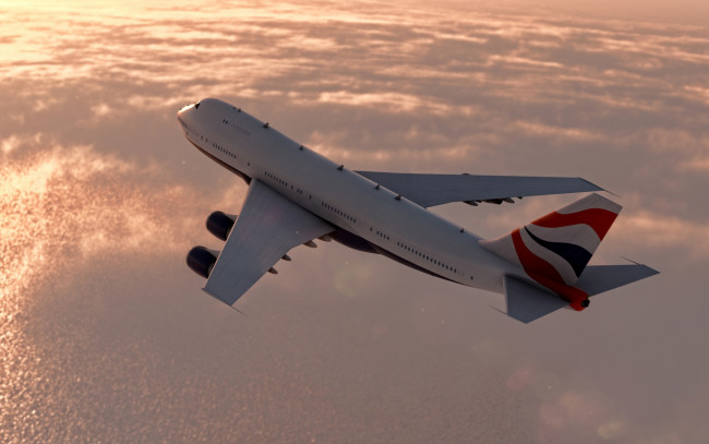 Обои картинки фото авиация, пассажирские самолёты, самолет, высоко, пассажирский, в, небе, летит