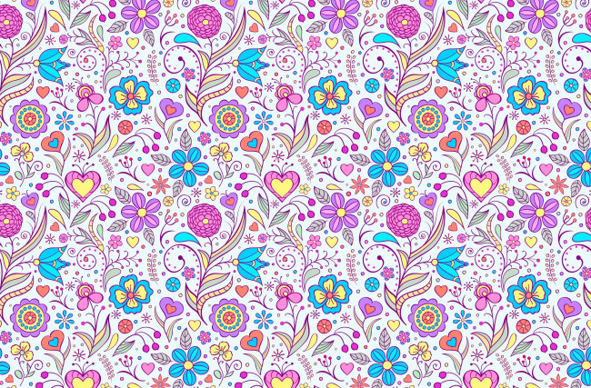 Обои картинки фото векторная графика, цветы , flowers, листья, цветы, пестрый