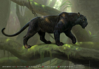 Картинка календари рисованные +векторная+графика 2019 calendar природа ягуар животное