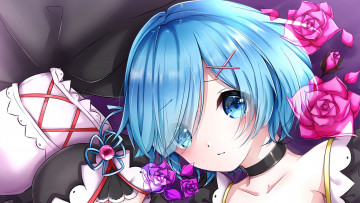 Картинка аниме re +zero+kara+hajimeru+isekai+seikatsu девушка взгляд фон