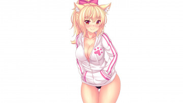 Картинка аниме животные +существа фон взгляд девушка