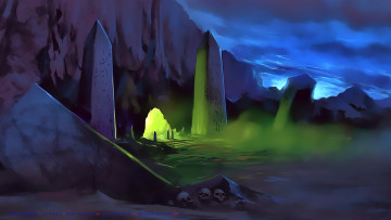 Картинка календари фэнтези 2019 пещера свет череп строение calendar