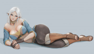 Картинка аниме животные +существа уши взгляд девушка фон