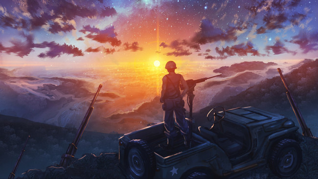 Обои картинки фото аниме, оружие,  техника,  технологии, солдат