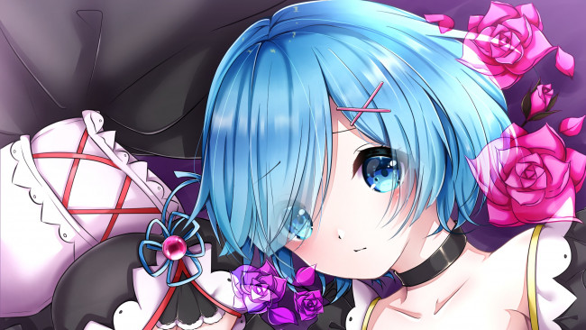 Обои картинки фото аниме, re,  zero kara hajimeru isekai seikatsu, девушка, взгляд, фон