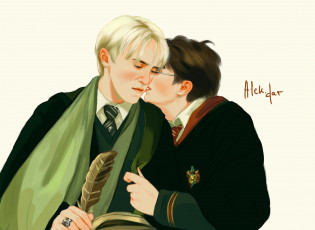 Картинка рисованное кино +мультфильмы драко малфой гарри поттер перо