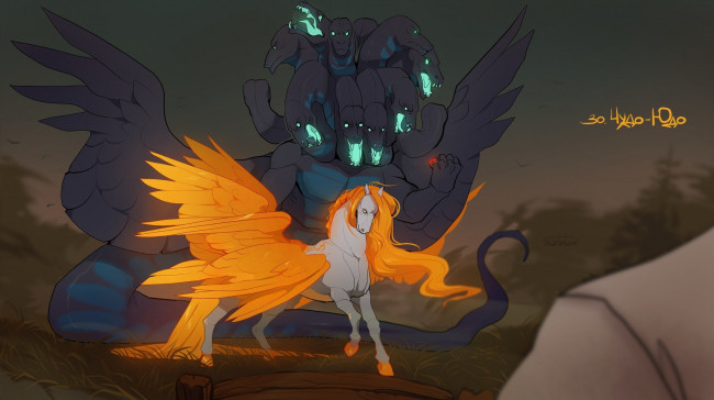 Обои картинки фото фэнтези, существа, чудо-юдо, змей, дракон, конь