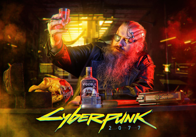 Обои картинки фото мужчины, - креатив,  косплей, импланты, вода, бутылка