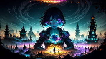 Картинка аниме магия +колдовство +halloween нейросети графика нейроарт ai art нейронные сети рисунки нейро искусство