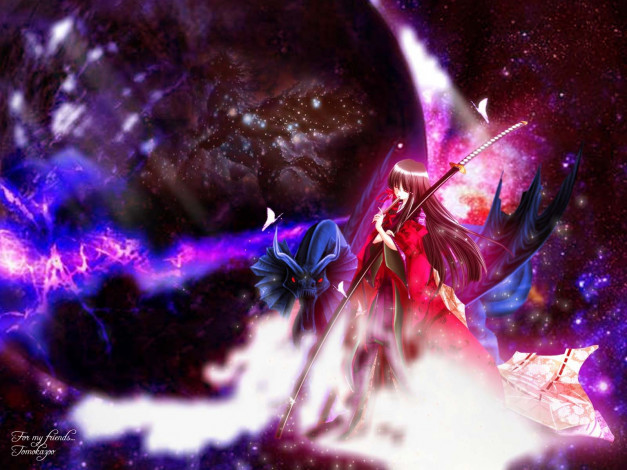 Обои картинки фото аниме, weapon, blood, technology