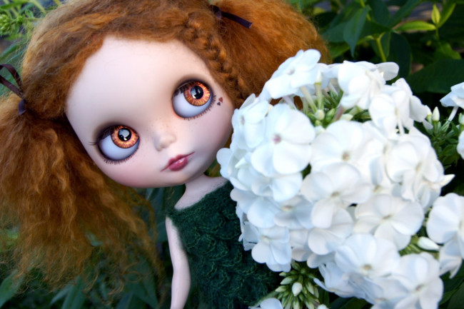 Обои картинки фото разное, игрушки, кукла, флоксы