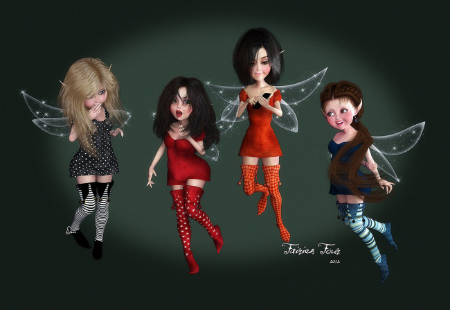 Обои картинки фото 3д, графика, elves, эльфы, fairies, four