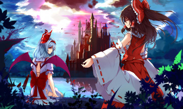 Картинка by baisi shaonian аниме touhou hakurei reimu remilia scarlet
