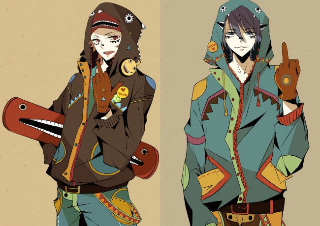 Обои картинки фото аниме, project, k-project, saruhiko, fushimi, misaki, yata