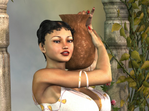 Картинка 3д+графика люди+ people взгляд девушка растения