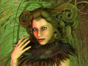 Картинка 3д+графика портрет+ portraits девушка фон взгляд