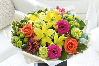 Картинка цветы букеты +композиции букет лилии розы герберы