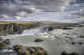 Картинка природа водопады небо водопад вода пейзаж облака