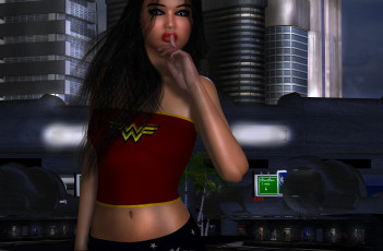 Картинка 3д+графика люди+ people девушка жест взгляд