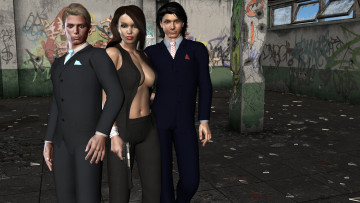 Картинка 3д+графика фантазия+ fantasy мужчины оружие девушка