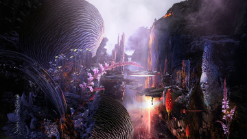 Картинка фэнтези иные+миры +иные+времена растения скалы каньон причудливость desktopography