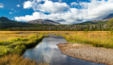 Картинка природа реки озера облака пейзаж трава небо вода