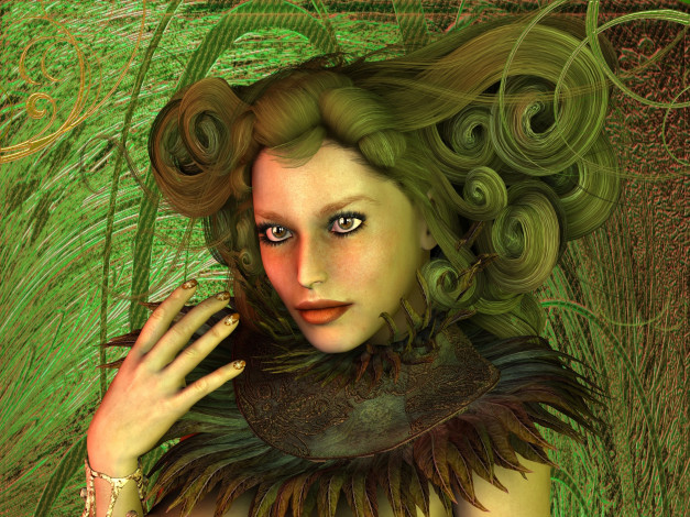 Обои картинки фото 3д графика, портрет , portraits, девушка, фон, взгляд