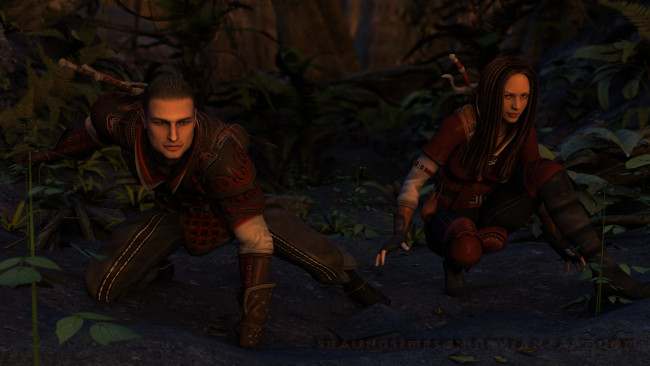 Обои картинки фото 3д графика, фантазия , fantasy, мужчина, девушка, взгляд