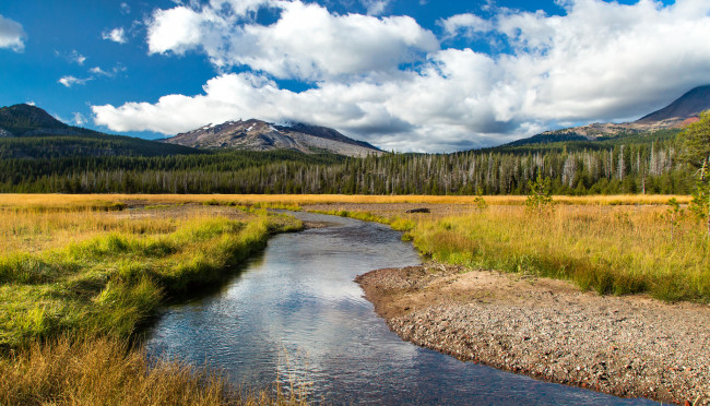 Обои картинки фото природа, реки, озера, облака, пейзаж, трава, небо, вода