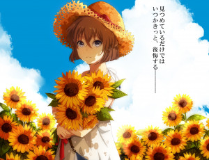 Картинка аниме detective+conan +magic+kaito подсолнухи девочка