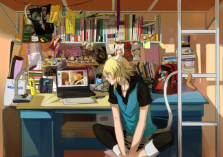 Картинка аниме lamento парень компьютер ламенто