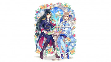 Картинка аниме re +zero+kara+hajimeru+isekai+seikatsu парень конфеты чайный сервис felix argail crusch karsten art девушка ушки