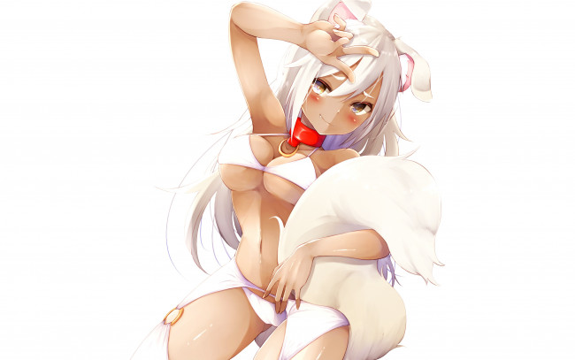 Обои картинки фото аниме, животные,  существа, девушка