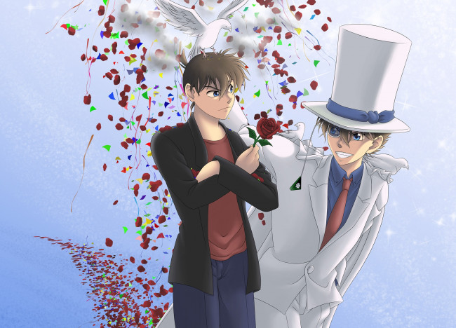 Обои картинки фото аниме, detective conan,  magic kaito, парни