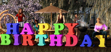 Картинка 3д+графика праздники+ holidays девушки фон взгляд