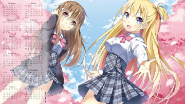 Картинка календари аниме двое девушка