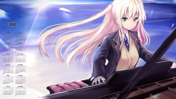 Картинка календари аниме пианино девушка