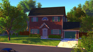 Картинка рисованное города дорога дом деревья