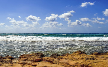 Картинка природа побережье облака волны море