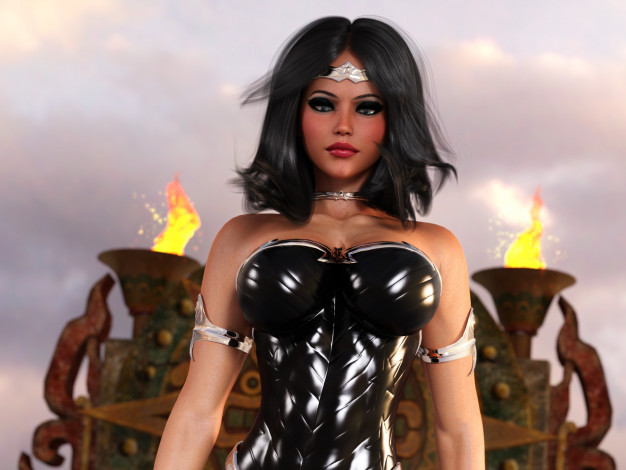 Обои картинки фото 3д графика, люди , people, девушка, взгляд, фон