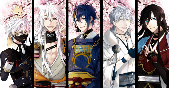Обои картинки фото аниме, touken ranbu, танец, мечей